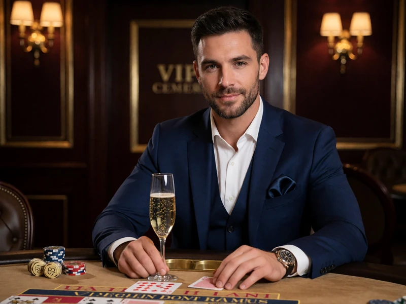 Gentleman im Anzug am privaten VIP-Tisch mit Champagner - Millioner Casino VIP-Programm